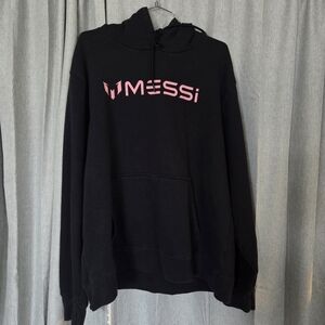 Messi Men's Black Fleece Long Sleeve Graphic Hoodie Size XXL -Black Pink